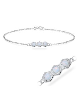 Opal on Hexagon Silver Bracelet BRS-544